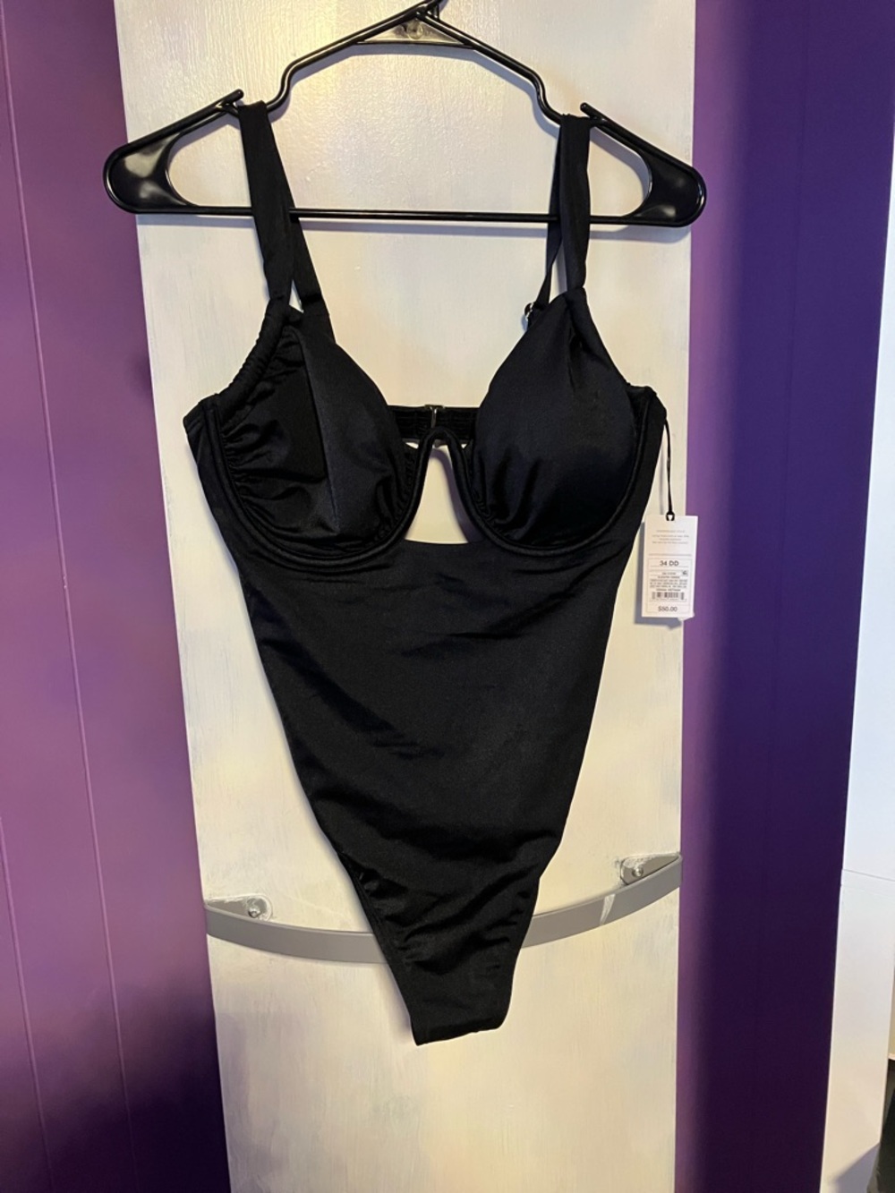 Shade & Shore Black Underwire One-Piece Swim Suit